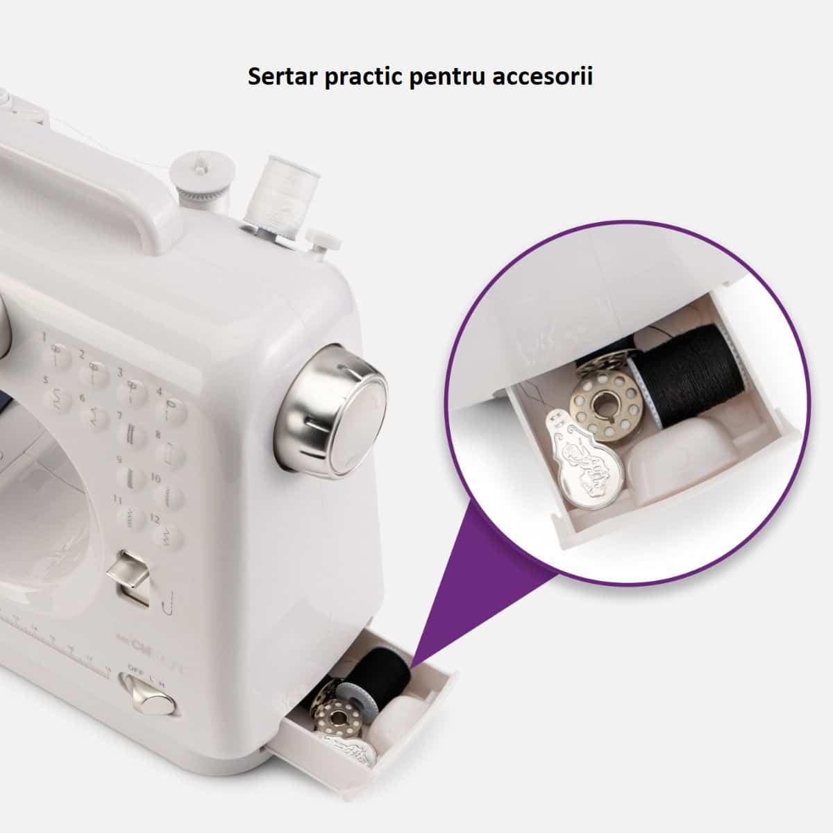 Masina de cusut portabila, Clatronic - NM 3795W, alb
