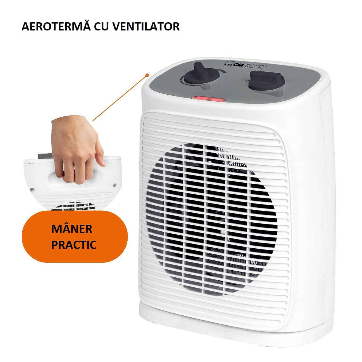 Aeroterma electrica cu termostat, Clatronic, HL3800W, 2000 W, alb