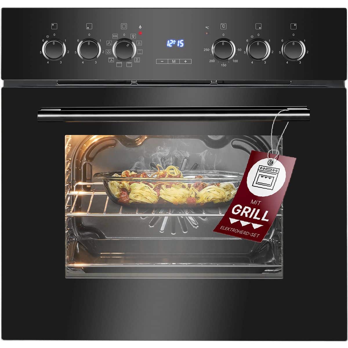 Set plita vitroceramica si cuptor electric cu convectie incorporabil, 56 litri, Bomann, EHBC7937N, 380 V, negru