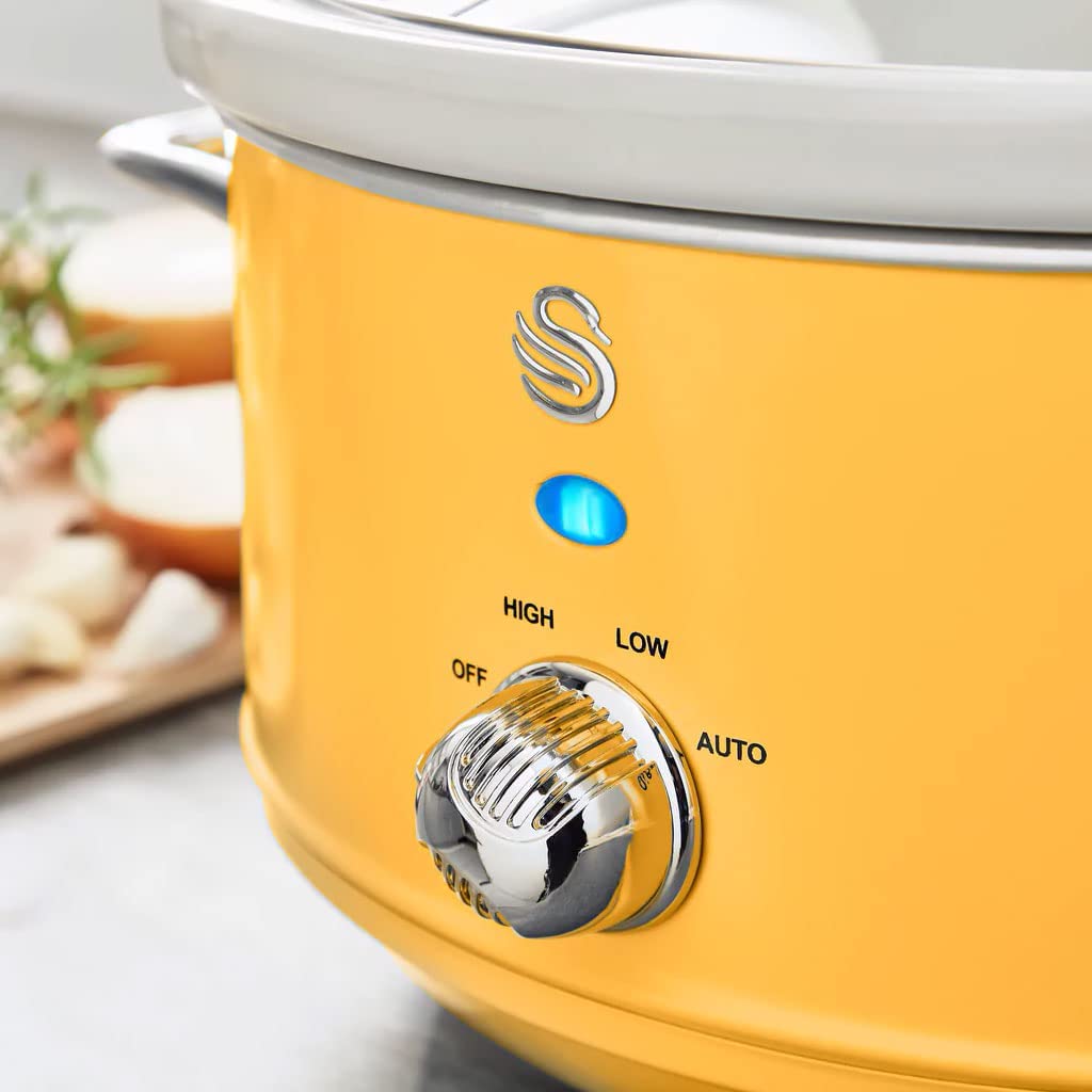 Slow cooker, Swan, Retro, SF17031YELNEU, 6.5 litri, 320 W, galben