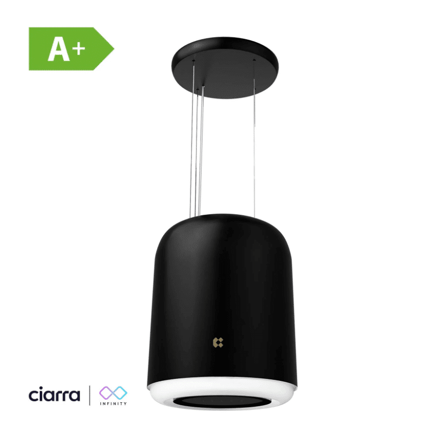 Hota tip insula, Ciarra, Infinity Smart, 550 m³/h, 41 cm, negru