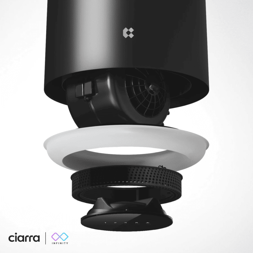 Hota tip insula, Ciarra, Infinity Smart, 550 m³/h, 41 cm, negru