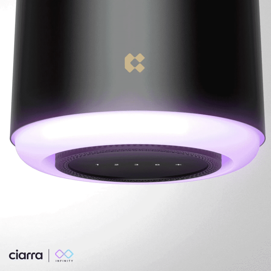 Hota tip insula, Ciarra, Infinity Smart, 550 m³/h, 41 cm, negru