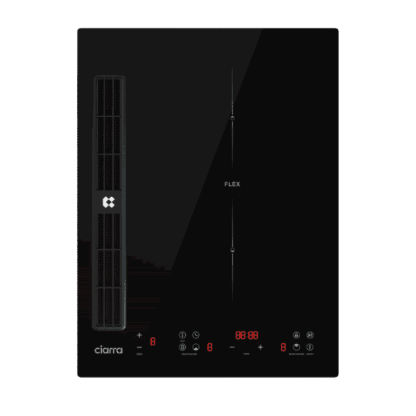 Plita electrica cu inductie incorporabila si hota integrata, Ciarra, ONE, 2 zone, 39 cm, negru