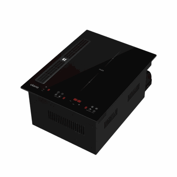 Plita electrica cu inductie incorporabila si hota integrata, Ciarra, ONE, 2 zone, 39 cm, negru