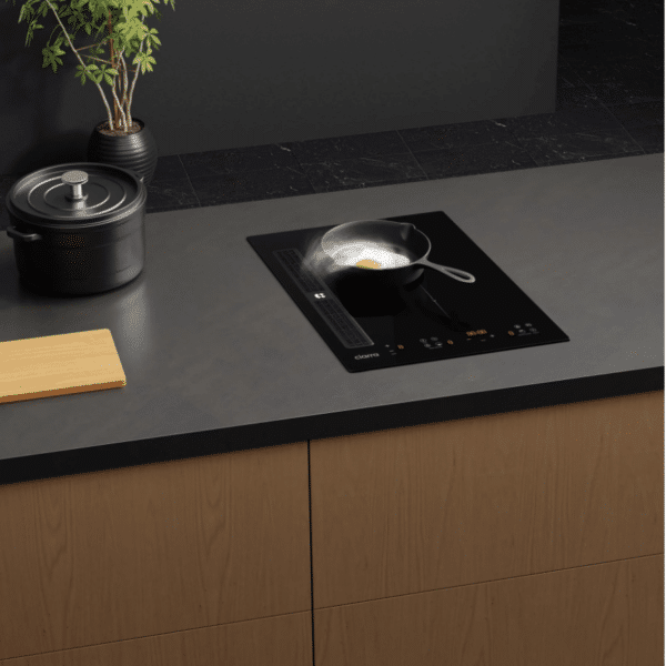 Plita electrica cu inductie incorporabila si hota integrata, Ciarra, ONE, 2 zone, 39 cm, negru