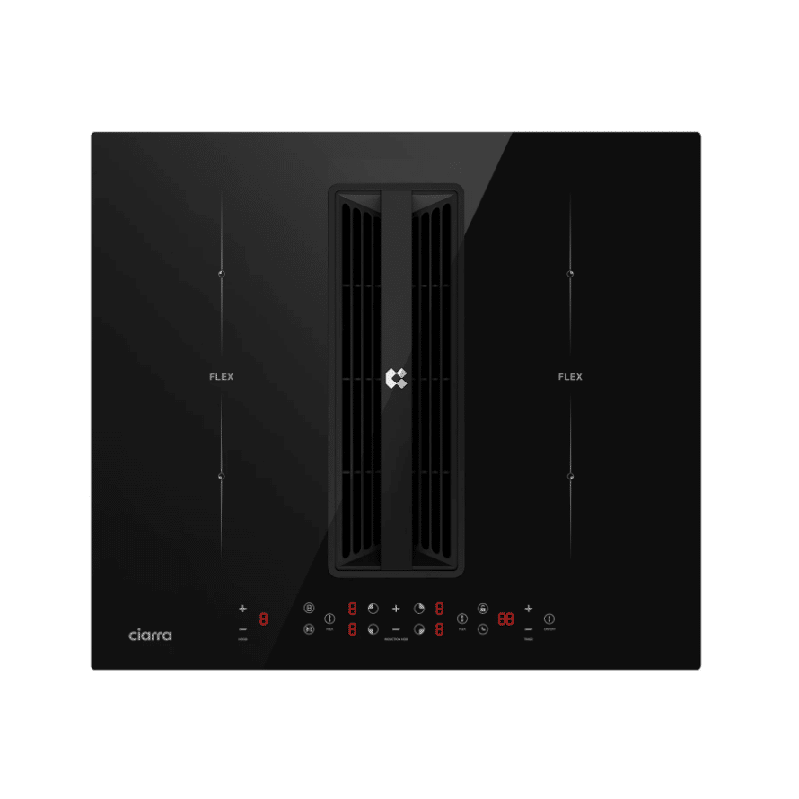 Plita electrica cu inductie incorporabila si hota integrata, Ciarra, ONE, 4 zone, 59 cm, negru