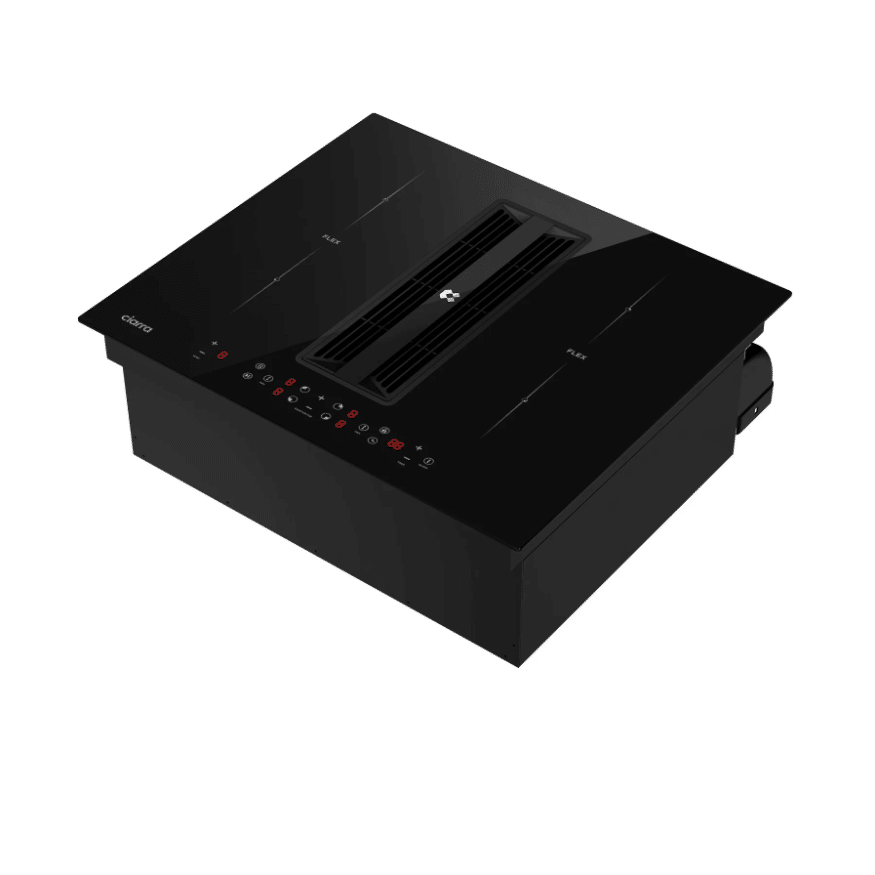 Plita electrica cu inductie incorporabila si hota integrata, Ciarra, ONE, 4 zone, 59 cm, negru