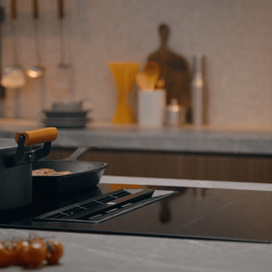 Plita electrica cu inductie incorporabila si hota integrata, Ciarra, ONE, 4 zone, 59 cm, negru