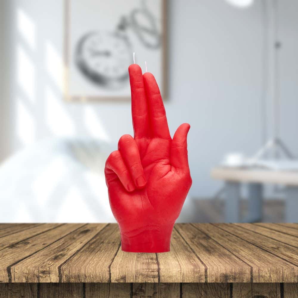 Lumanare decorativa Gun Fingers, CandleHand - rosu