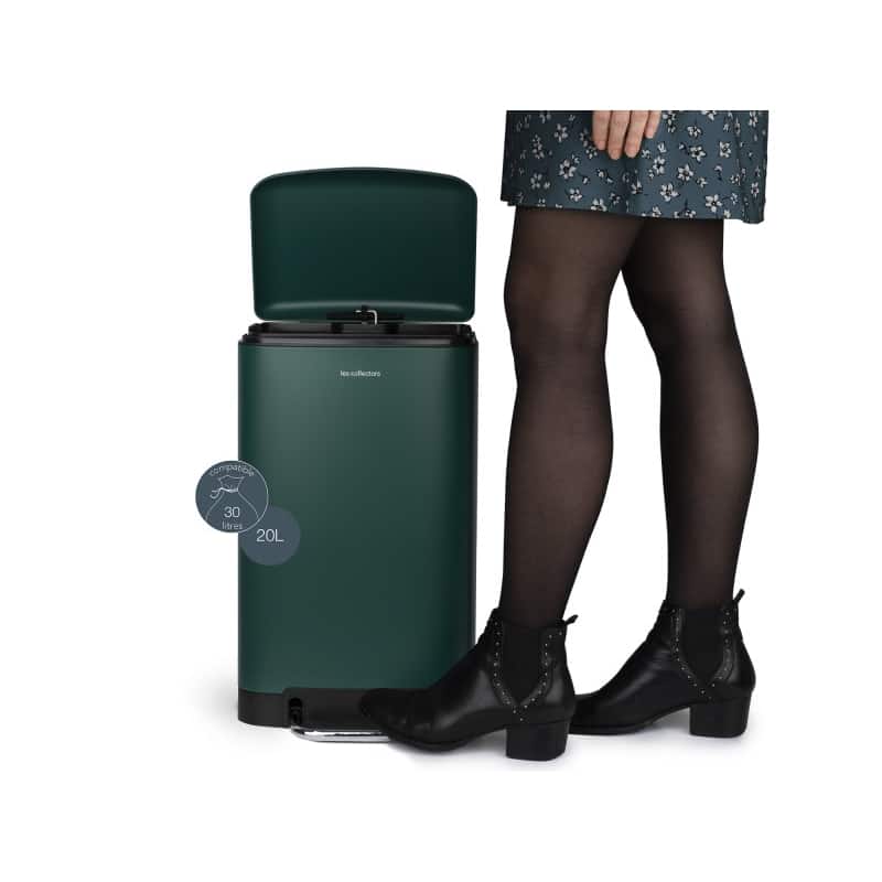 Cos de gunoi cu pedala, Les Collectors, N501, 20 litri, 1 compartiment, verde inchis