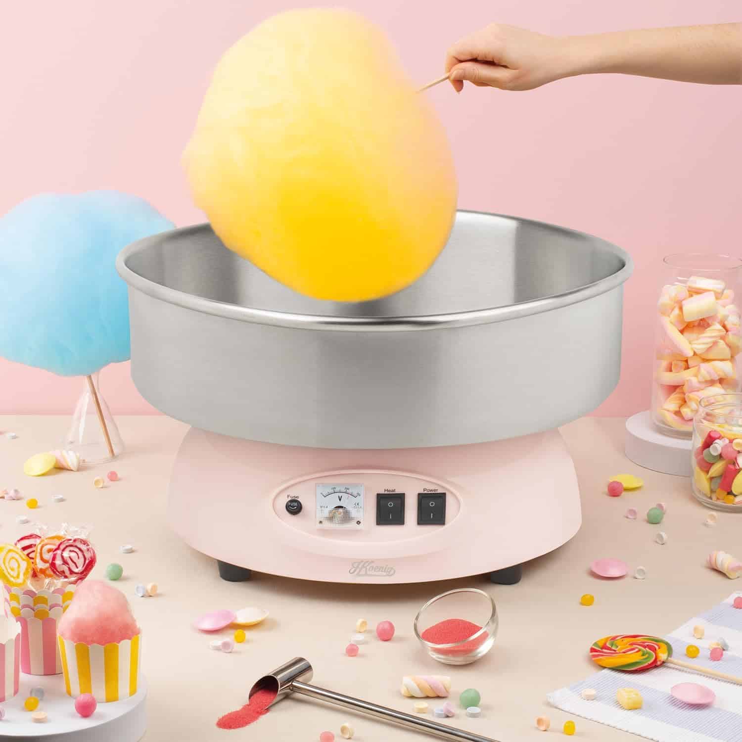 Aparat profesional pentru vata de zahar, H.Koenig - CIRCUS8, roz