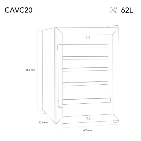 Racitor de vinuri, 20 sticle, LES PETITS CHAMPS, CAVC20, inox