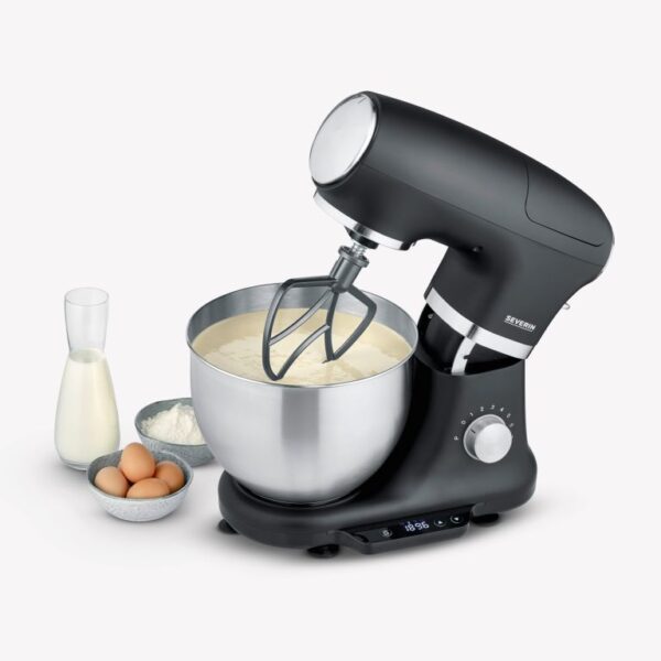 Mixer cu bol si cantar integrat, Severin, S3898, 1000 W, 8 trepte viteza, 5.5 litri, negru