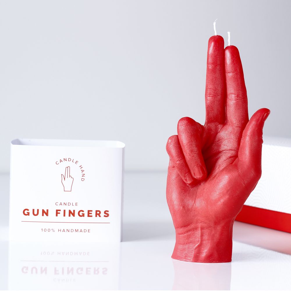 Lumanare decorativa Gun Fingers, CandleHand - rosu