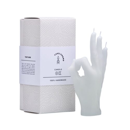 Lumanare decorativa OK, CandleHand - alb