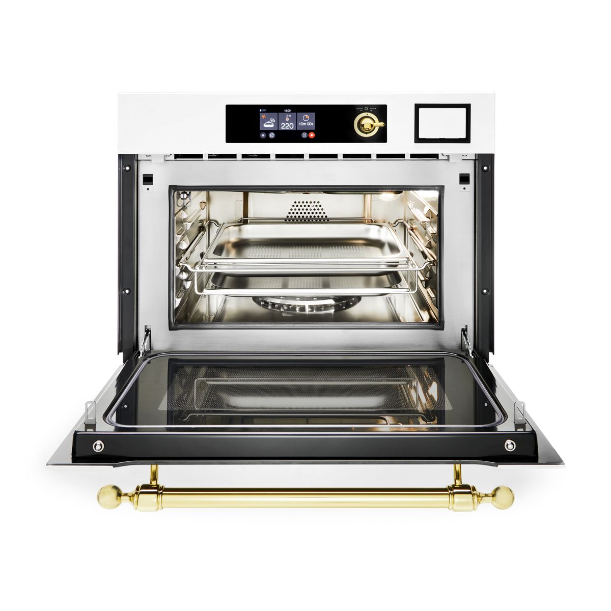 Cuptor electric cu convectie incorporabil, 36 litri, ILVE, Nostalgie, Ultracombi, negru/auriu
