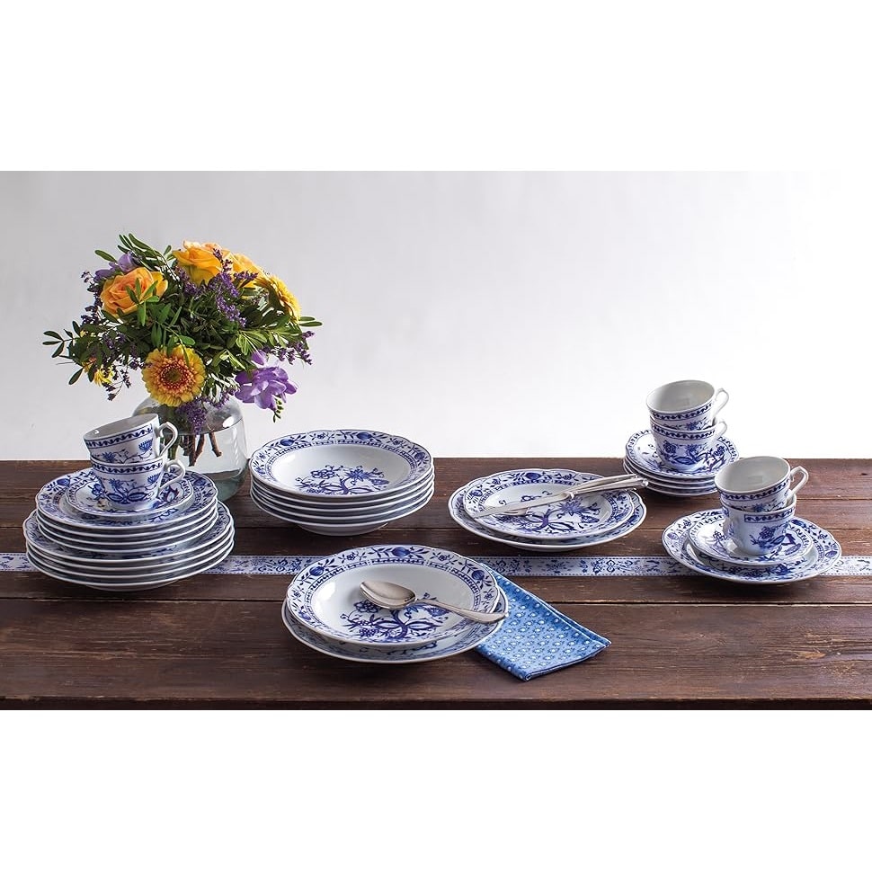 Serviciu de masa din portelan, 30 piese, 6 persoane, Kahla, Onion Pattern