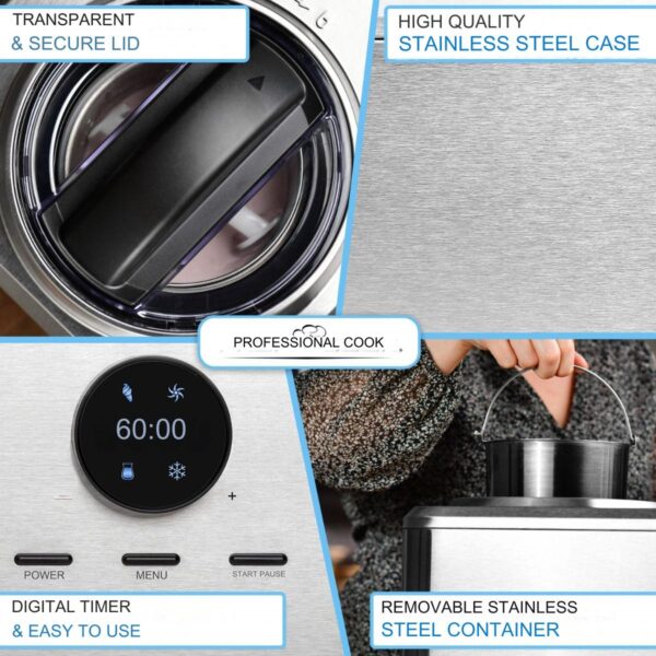 Masina de inghetata cu compresor, ProfiCook, PC-ICM1268, 1.5 litri, inox