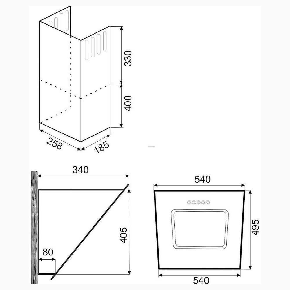 Hota decorativa, Exquisit, 311 m³/h, 54 cm, negru