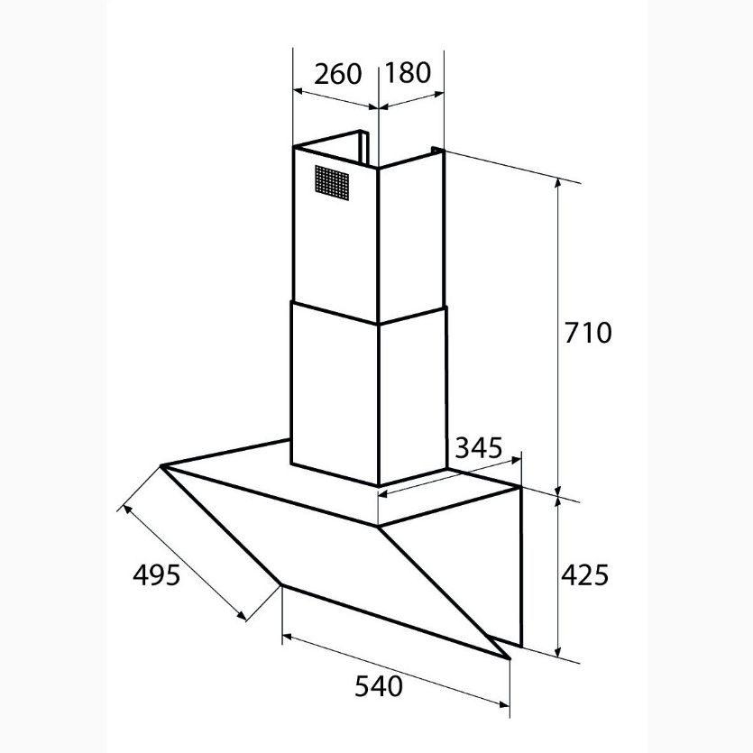 Hota decorativa, Exquisit, 311 m³/h, 54 cm, negru