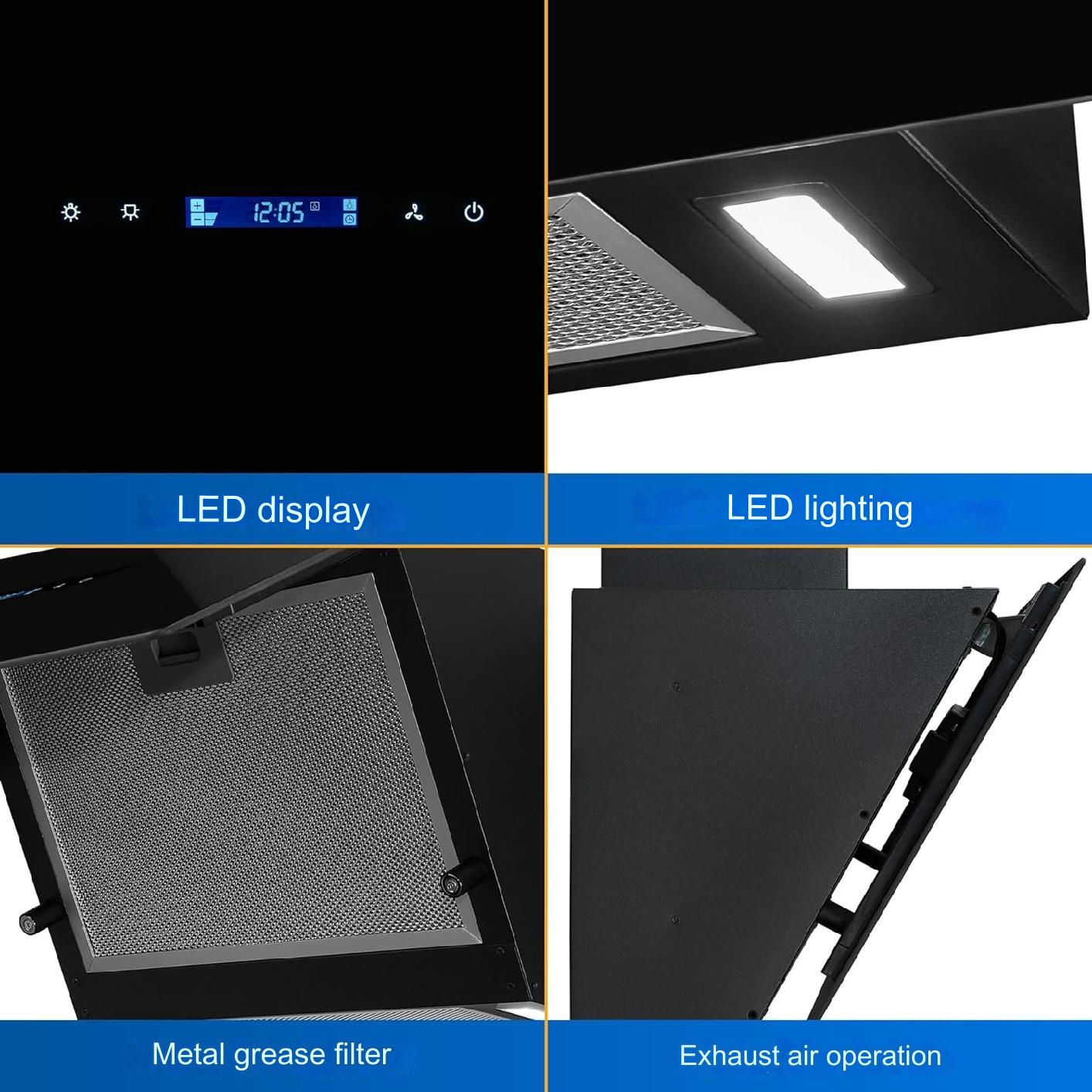 Hota decorativa, Exquisit, 392 m³/h, 80 cm, negru