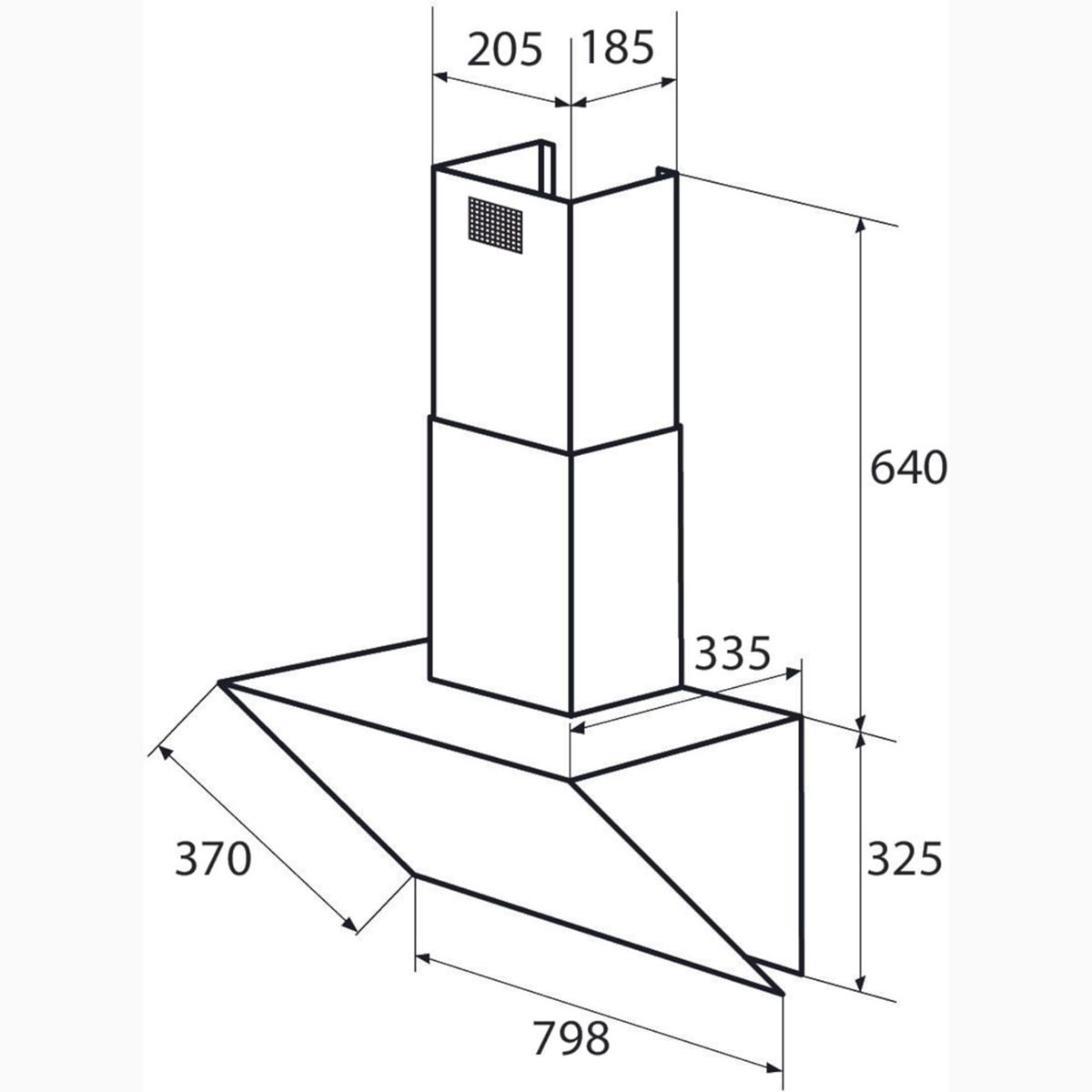 Hota decorativa, Exquisit, 392 m³/h, 80 cm, negru