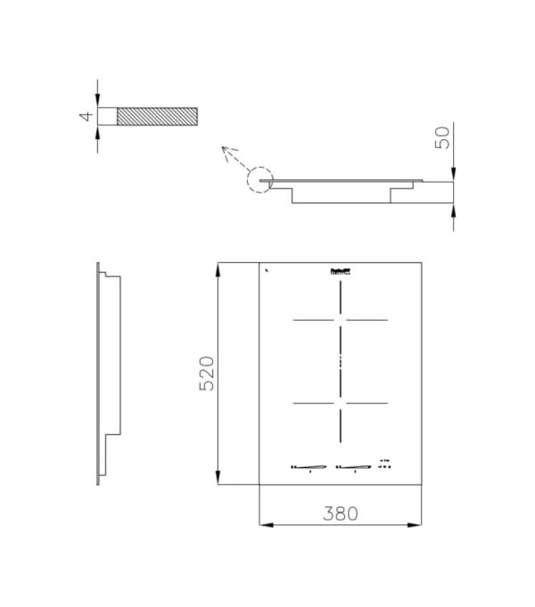 Plita incorporabila cu inductie Foster, S4000 Domino, 2 arzatoare, 38 cm, negru