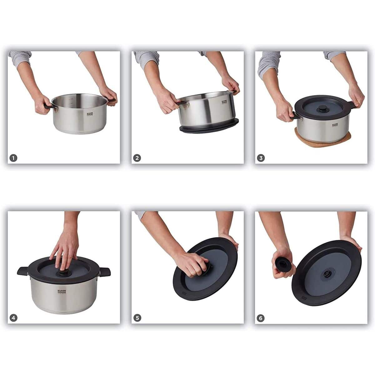 Set oale de gatit cu capac, otel inoxidabil, 6 piese, Kuhn Rikon, Smart & Compact