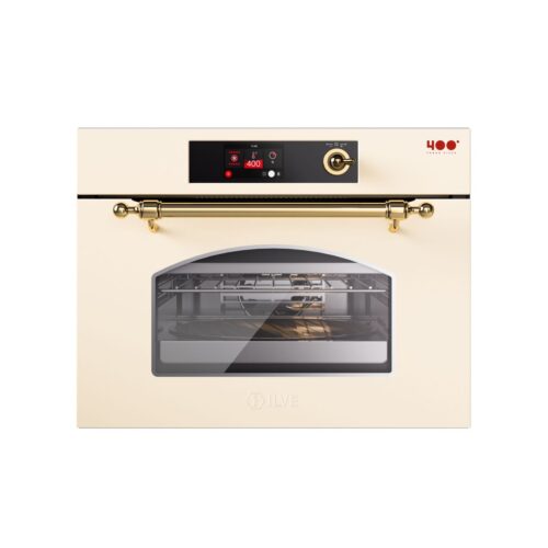 Cuptor electric cu convectie incorporabil, 37 litri, ILVE, Nostalgie, Multioven, crem/auriu