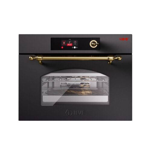 Cuptor electric cu convectie incorporabil, 37 litri, ILVE, Nostalgie, Multioven, negru/auriu