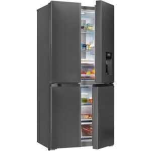 Frigider side by side, Exquisit, cu dispenser de apa, 432 litri, antracit