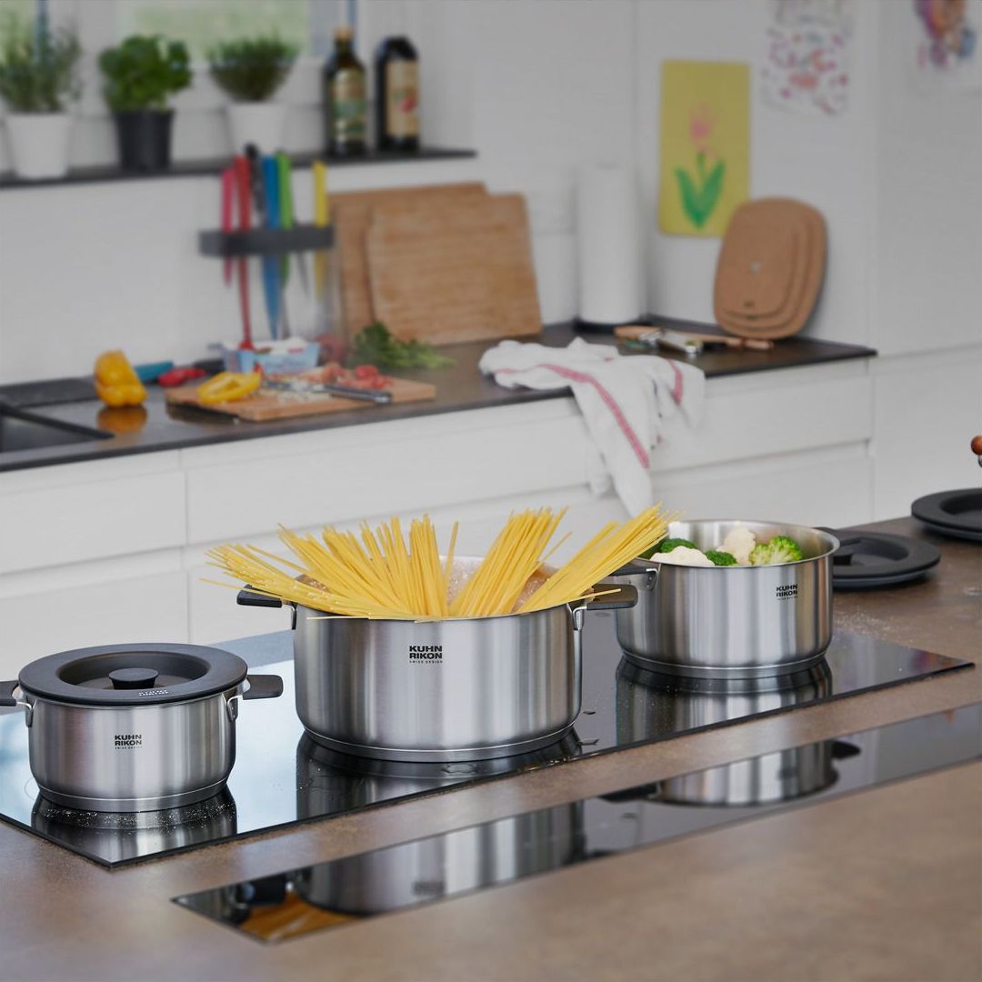 Set oale de gatit cu capac, otel inoxidabil, 6 piese, Kuhn Rikon, Smart & Compact