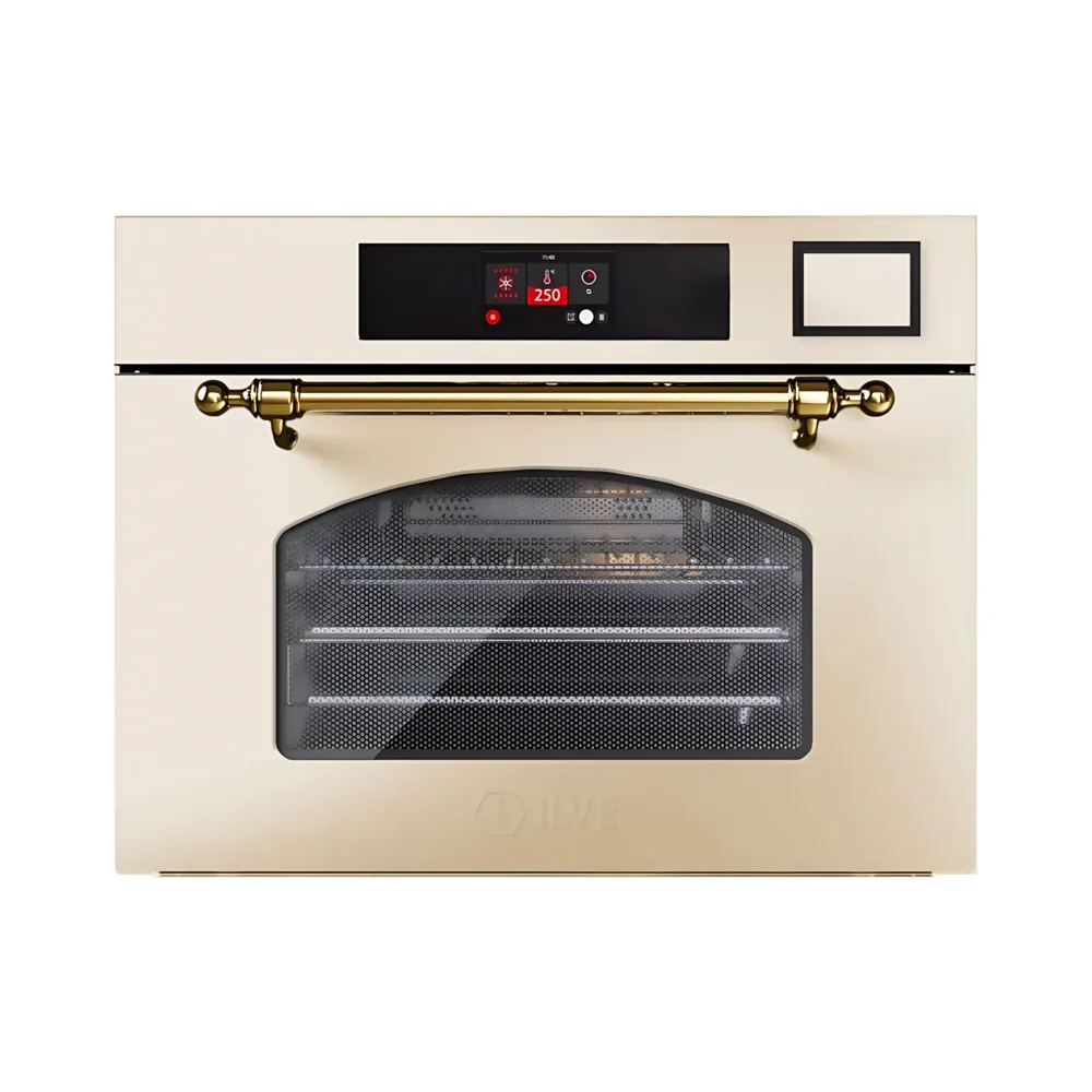 cuptor electric incorporabil cu aburi 3in1, ilve, nostalgie, 36 litri, ultracombi, clasa A+, crem/auriu