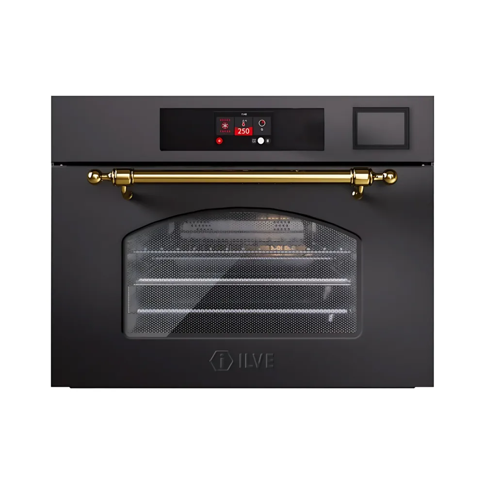 cuptor electric incorporabil cu aburi 3in1, ilve, nostalgie, 36 litri, ultracombi, clasa A+, gri mat/auriu