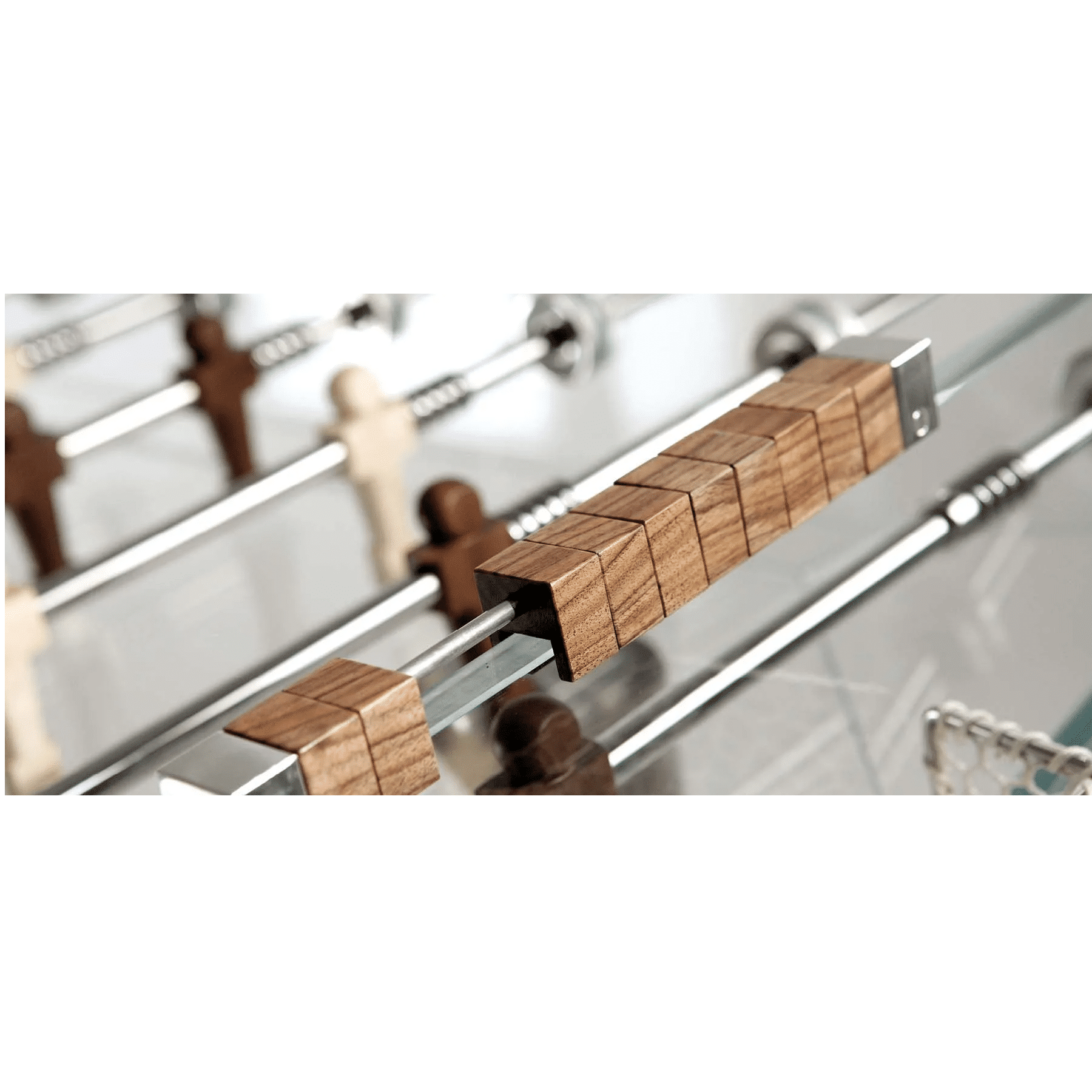 Masa foosball din lemn masiv si cristal, 90° Minuto Wood, Teckell, maro