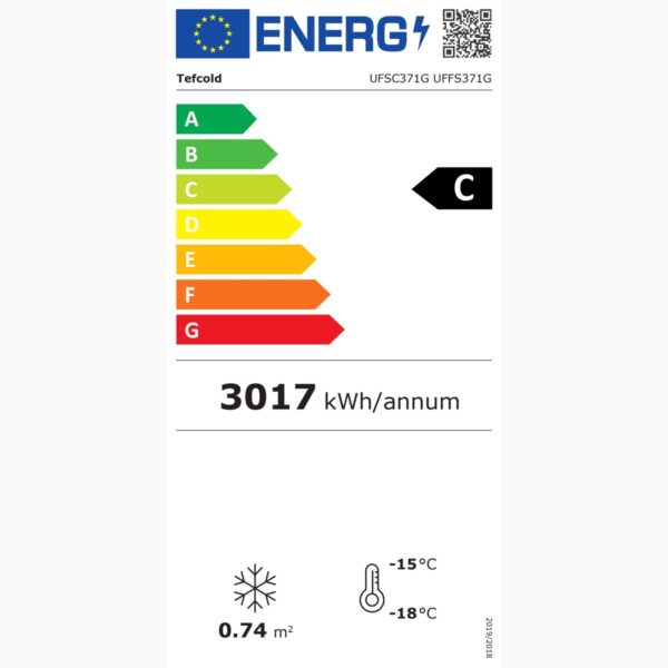 Congelator tip vitrina, TEFCOLD, UFFS371G, 270 litri, alb