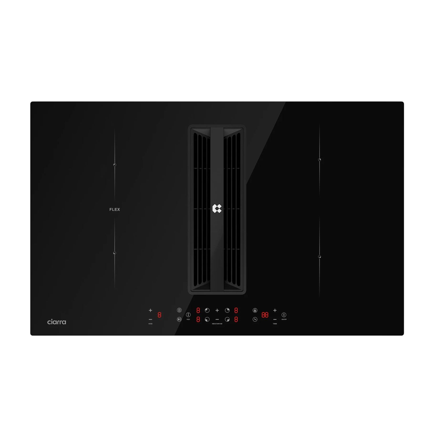 Plita electrica cu inductie incorporabila si hota integrata, Ciarra, ONE, 4 zone, 83 cm, negru