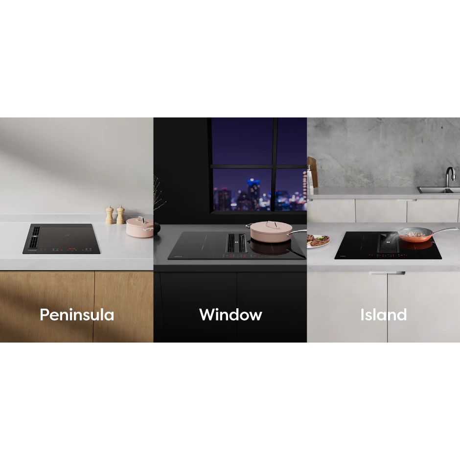 Plita electrica cu inductie incorporabila si hota integrata, Ciarra, ONE, 4 zone, 83 cm, negru