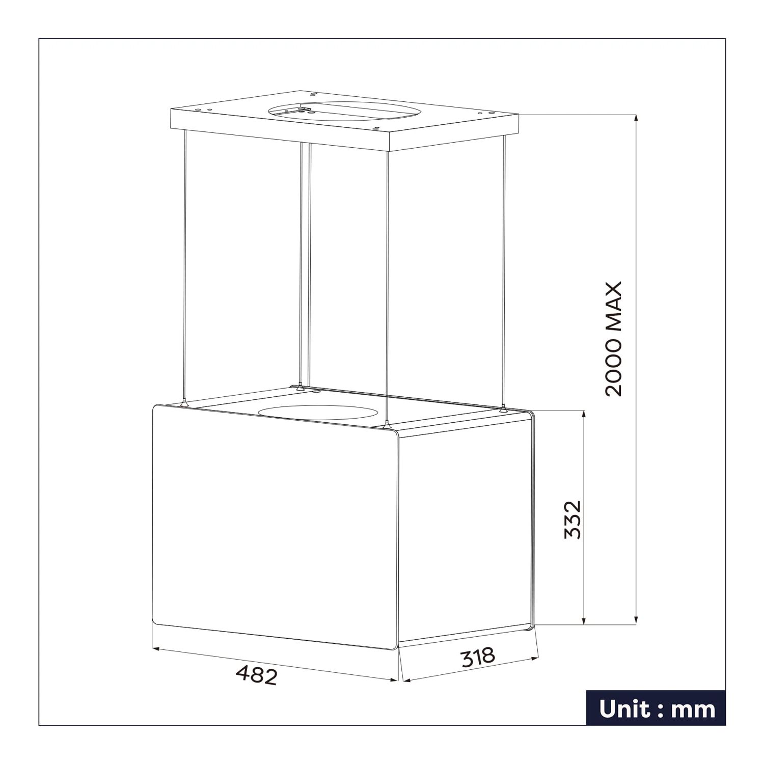 Hota tip insula, Ciarra, Pinnacle Glass Smart, 700 m³/h, 48 cm, gri