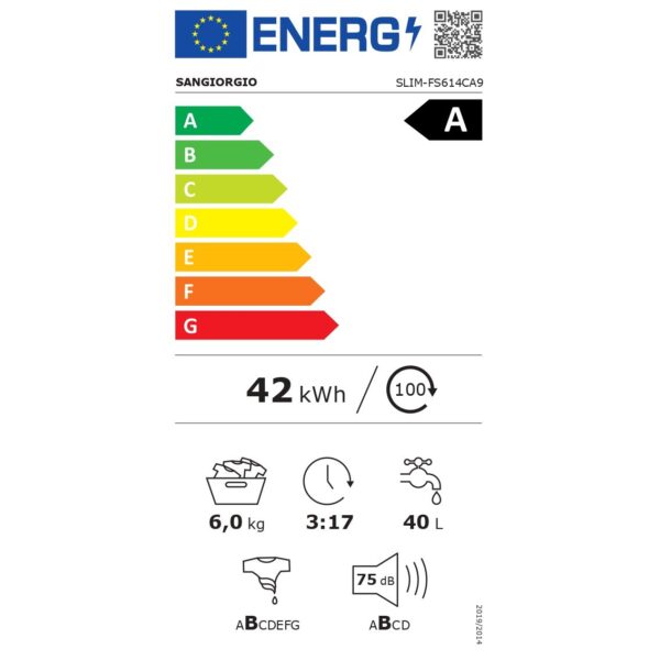 Masina de spalat rufe slim, SanGiorgio, SLIM-FS614CA9, 6 kg, 1400 rpm, alb