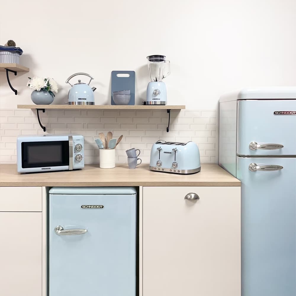 Cuptor cu microunde 2in1 Retro, 23 litri, Schneider, Feeling's, SMW23VMBL, bleu