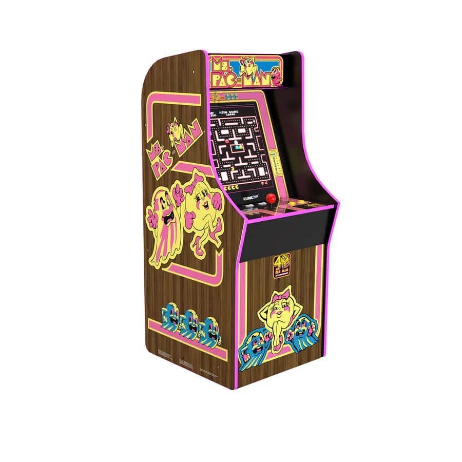 Consola verticala, 10 jocuri, ARCADE1UP, Ms. Pac-Man™ 40th, Colectie Aniversara, multicolor
