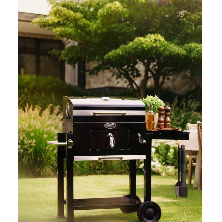 Gratar cu carbuni si termometru integrat, Boretti, CARBONE 2.0, 56 x 42 cm, negru