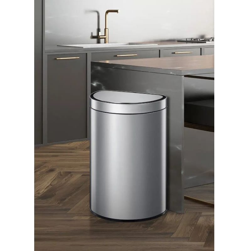 Cos de gunoi semirotund cu senzor, EKO, Mirage, 47 litri, 1 compartiment, inox