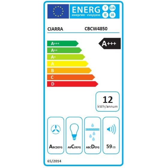 Hota tip insula, Ciarra, Pinnacle Glass Smart, 700 m³/h, 48 cm, gri