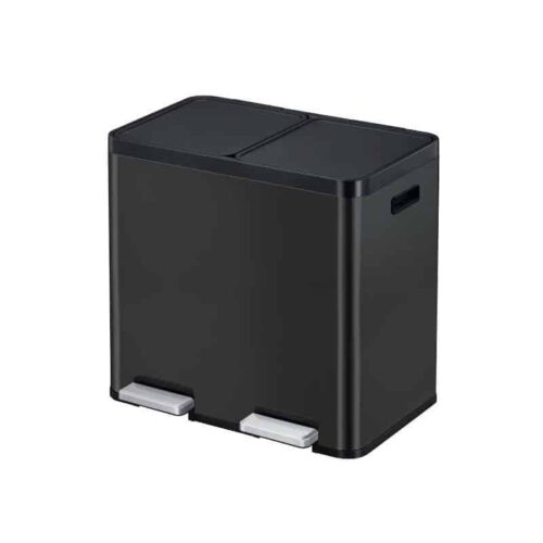 Cos de gunoi cu pedala, EKO, Essential, 22+22 litri, 2 compartimente, negru