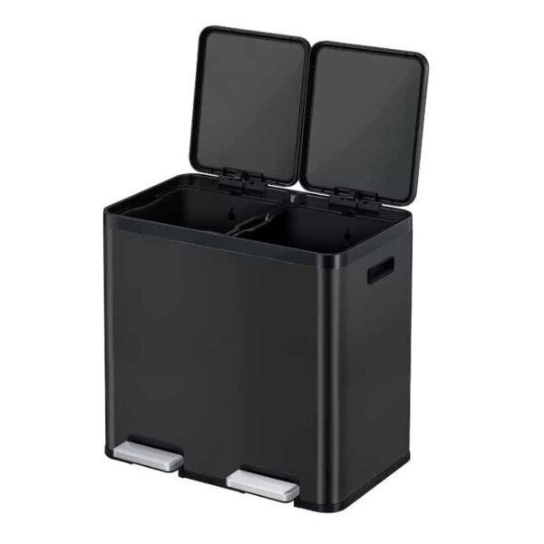 Cos de gunoi cu pedala, EKO, Essential, 22+22 litri, 2 compartimente, negru