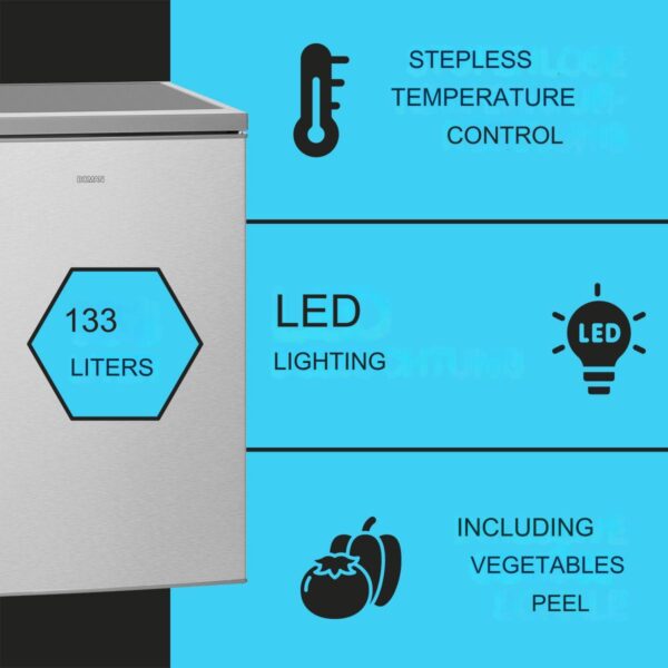 Mini frigider, Bomann, VS2195.1IX, 133 litri, inox