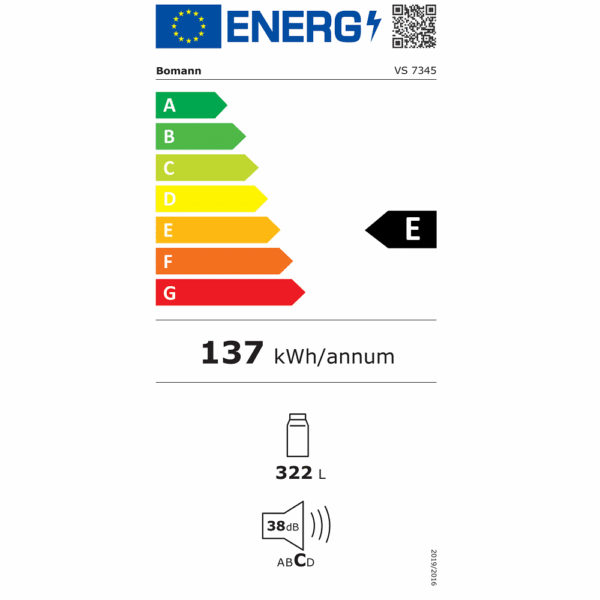 Frigider, Bomann, VS7345W, 322 litri, alb